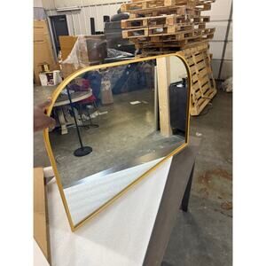 36" x 24" Over the Mantel Mirror Gold - Threshold™: Rounded Top